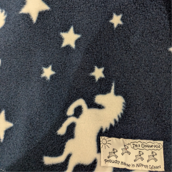 Babies polar fleece navy unicorns and stars