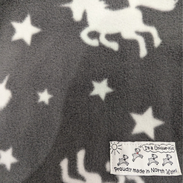 Babies polar fleece grey unicorns and stars