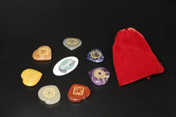Chakra stenen (7) hartvormig 2,5cm
