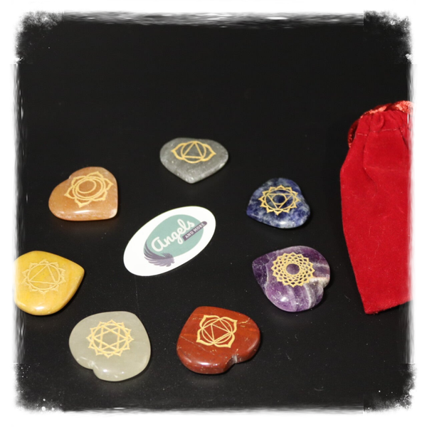 Chakra stenen (7) hartvormig 2,5cm