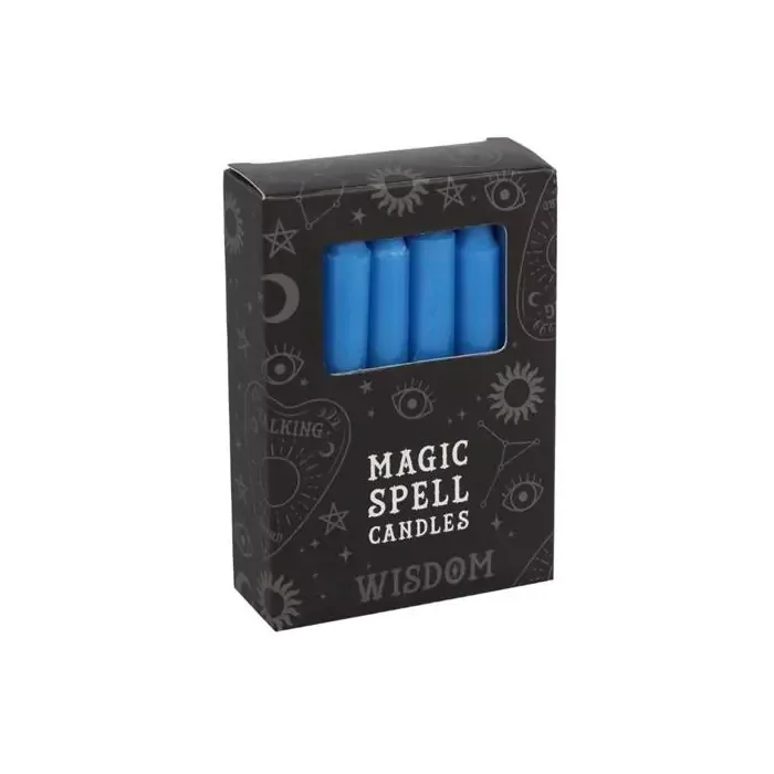 Spreukkaarsen Wisdom (blauw) 10cm