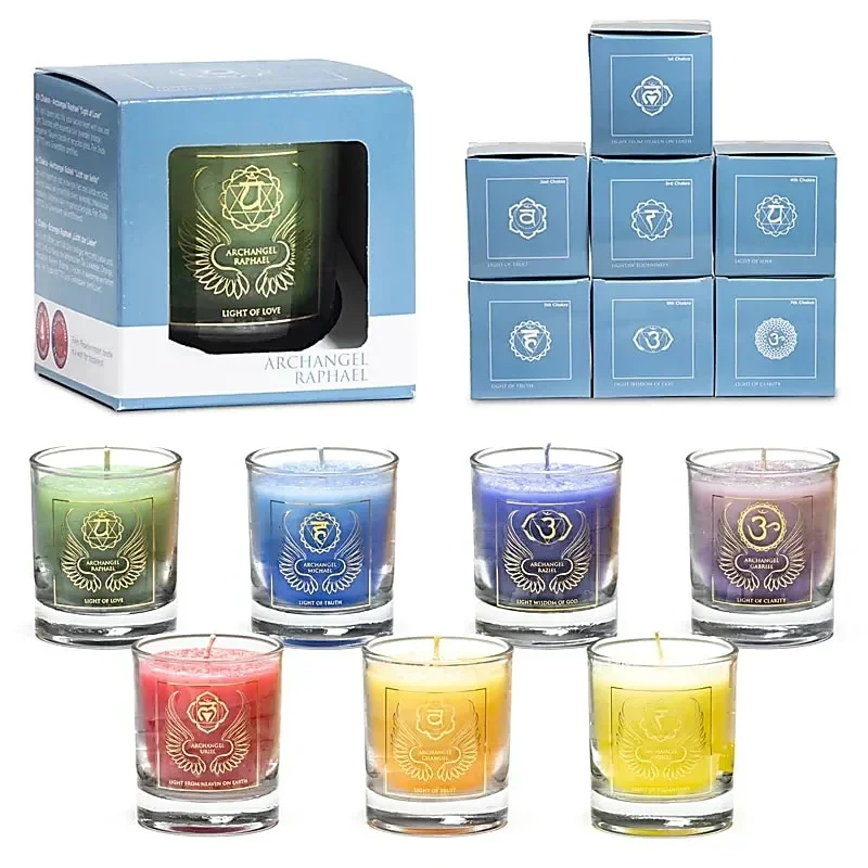 Votief Geurkaars  Aartsengelen -7 Chakra's