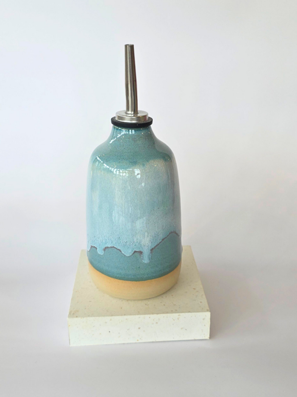 Oliefles - blauwgroen drip