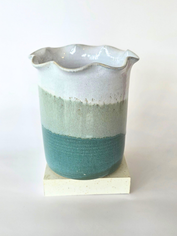 Vaas ruffle - groenblauw strepen