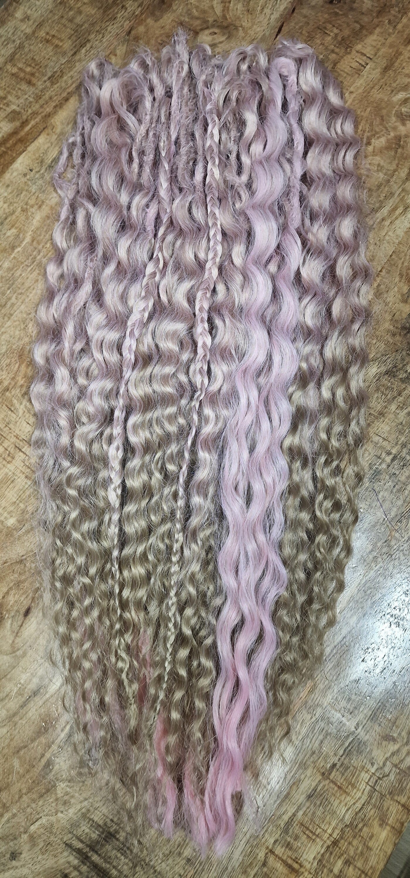 krul dreads blond/roze