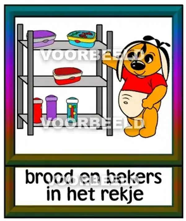 Brood en bekers in het rekje