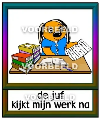 De juf kijkt mijn werk na