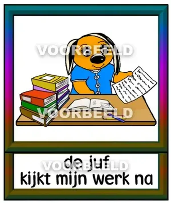 De juf kijkt mijn werk na