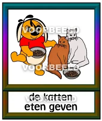 De katten eten geven