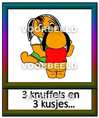 3 knuffels en 3 kusjes