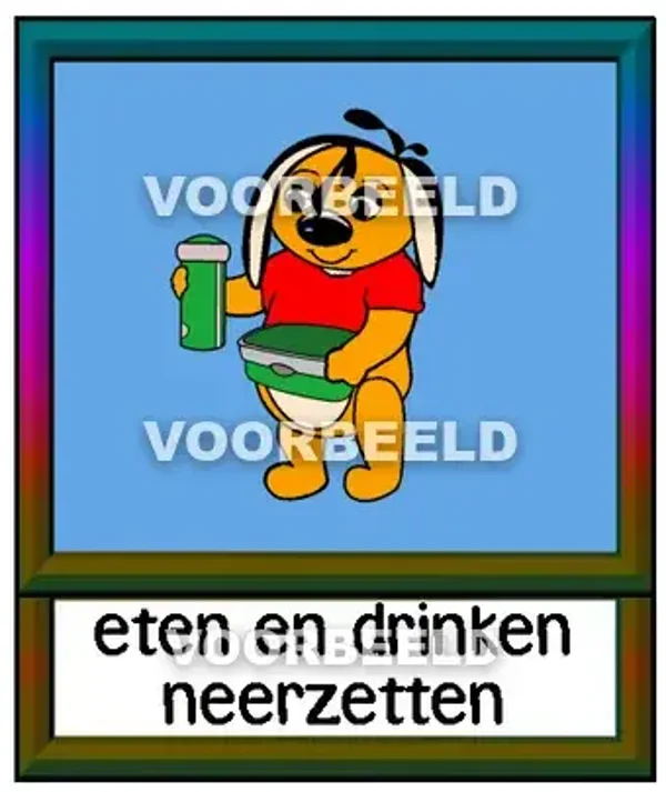 Eten en drinken neerzetten blauw