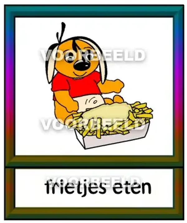 Frietjes eten