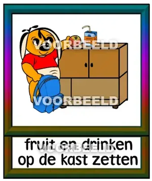 Fruit en drinken op de kast zetten