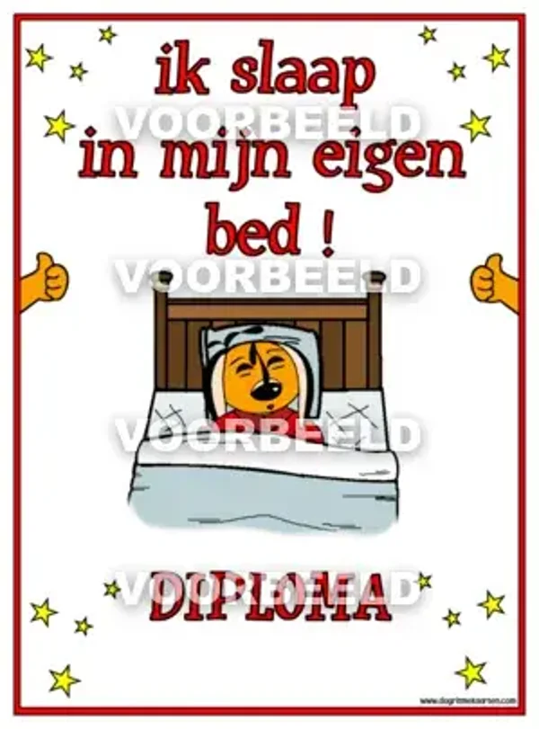 Ik slaap in mijn eigen bed DIPLOMA (A4)