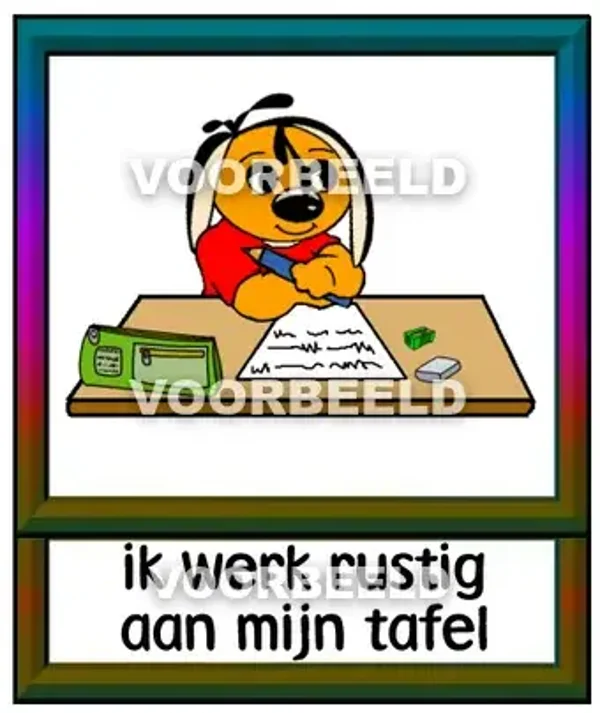 Ik werk rustig aan mijn tafel