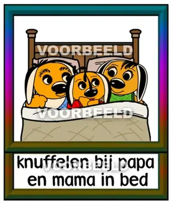 Knuffelen bij papa en mama in bed