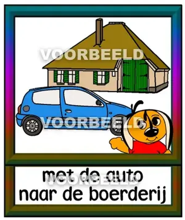 Met de auto naar de boerderij