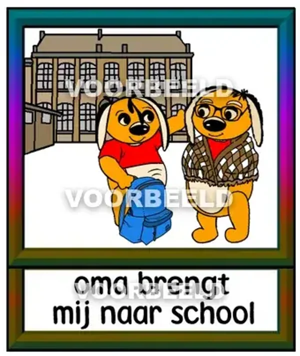 Oma brengt mij naar school