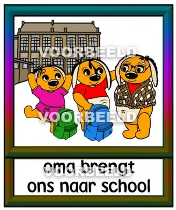 Oma brengt ons naar school