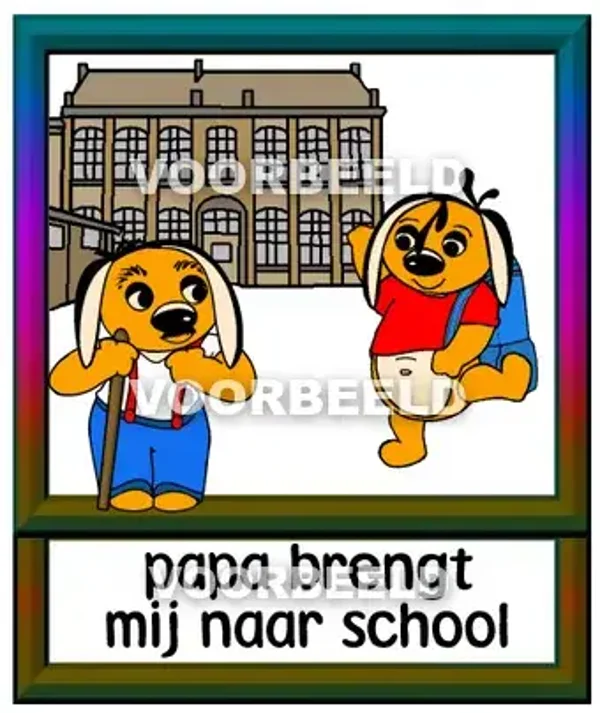 Papa brengt mij naar school