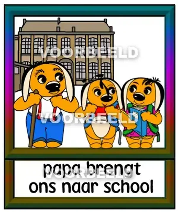 Papa brengt ons naar school