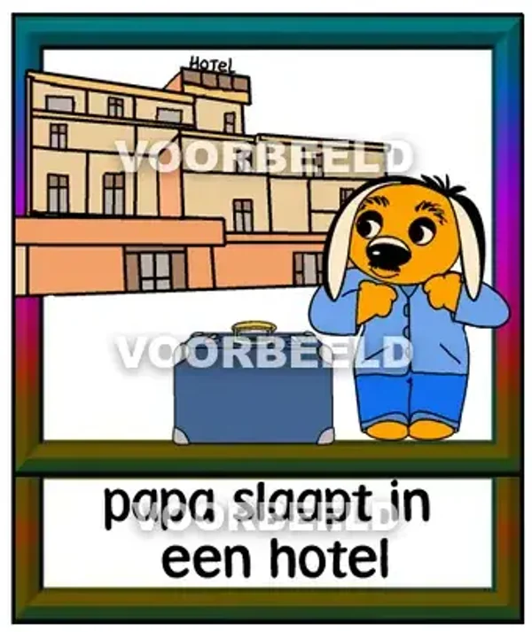 Papa slaapt in een hotel