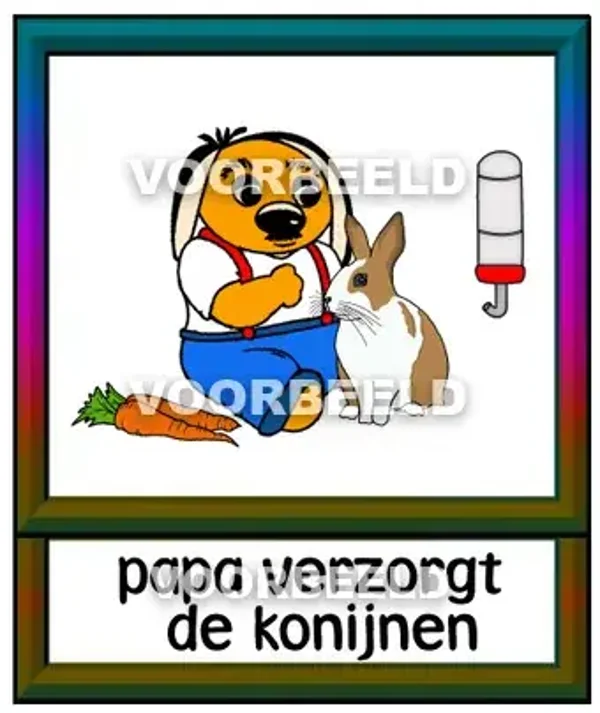 Papa verzorgt de konijnen