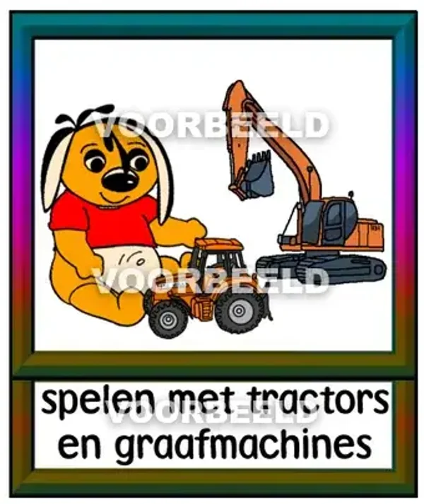 Spelen met tractors en graafmachines