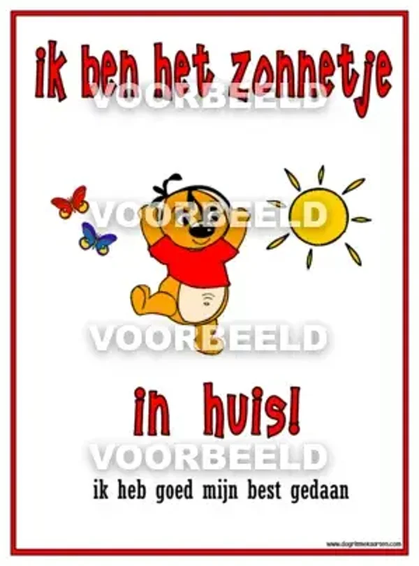 Zonnetje in huis DIPLOMA (A4)