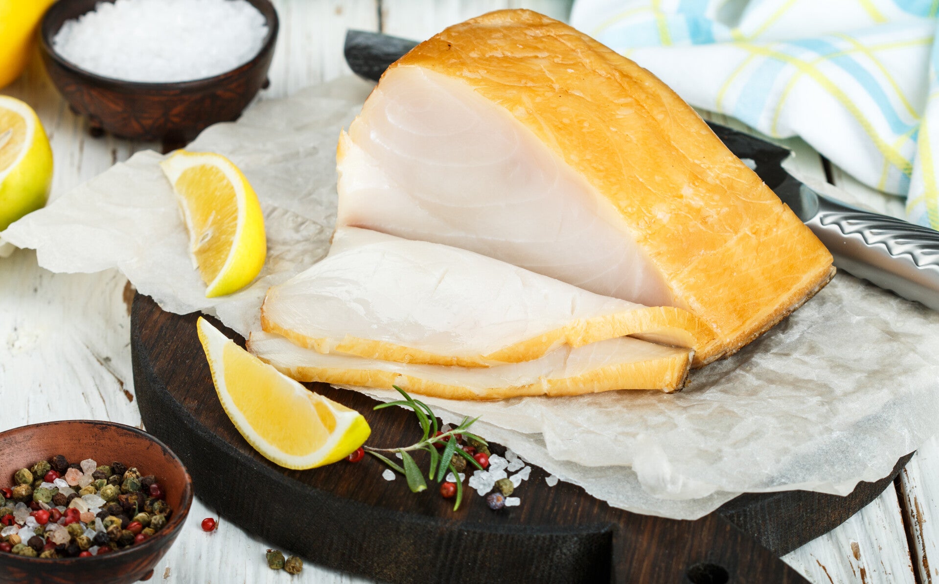 Koldrøget hellefisk  i skiver fra Grønland