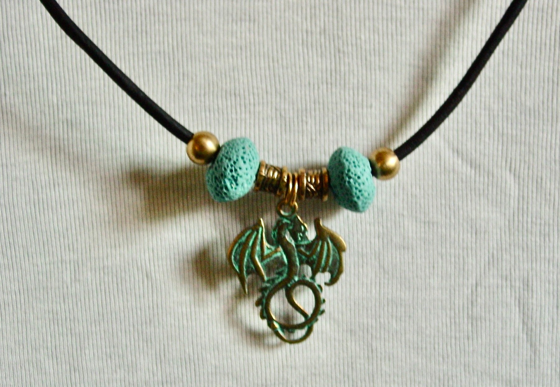 Copper dragon necklace