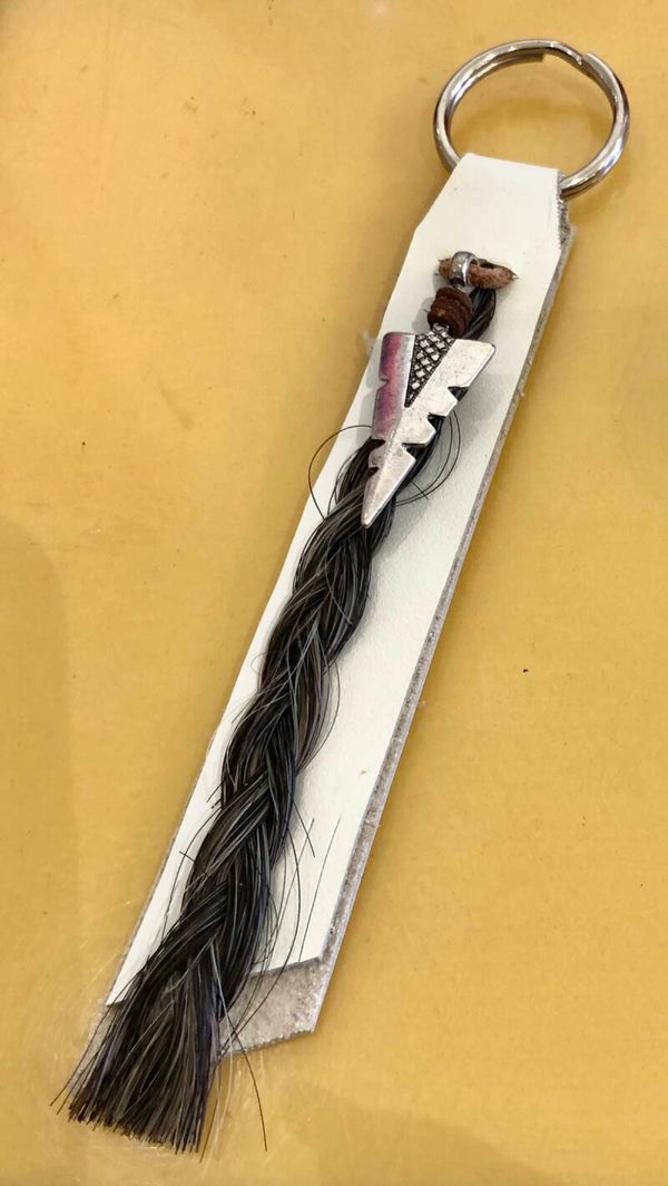 Horsehair on white leather