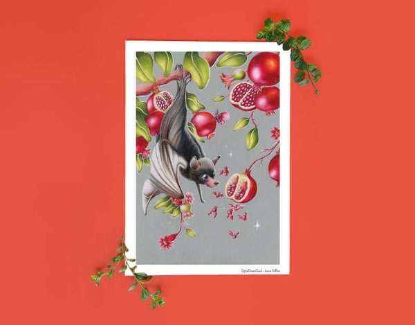 Pomgranate bats kleine A4 poster, 21x29,7 cm(8.27 x 11.69 inches)