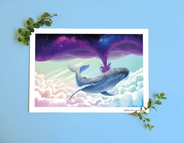 The whale that brought the night Walvis kleine A4 poster, 21x29,7 cm(8.27 x 11.69 inches)