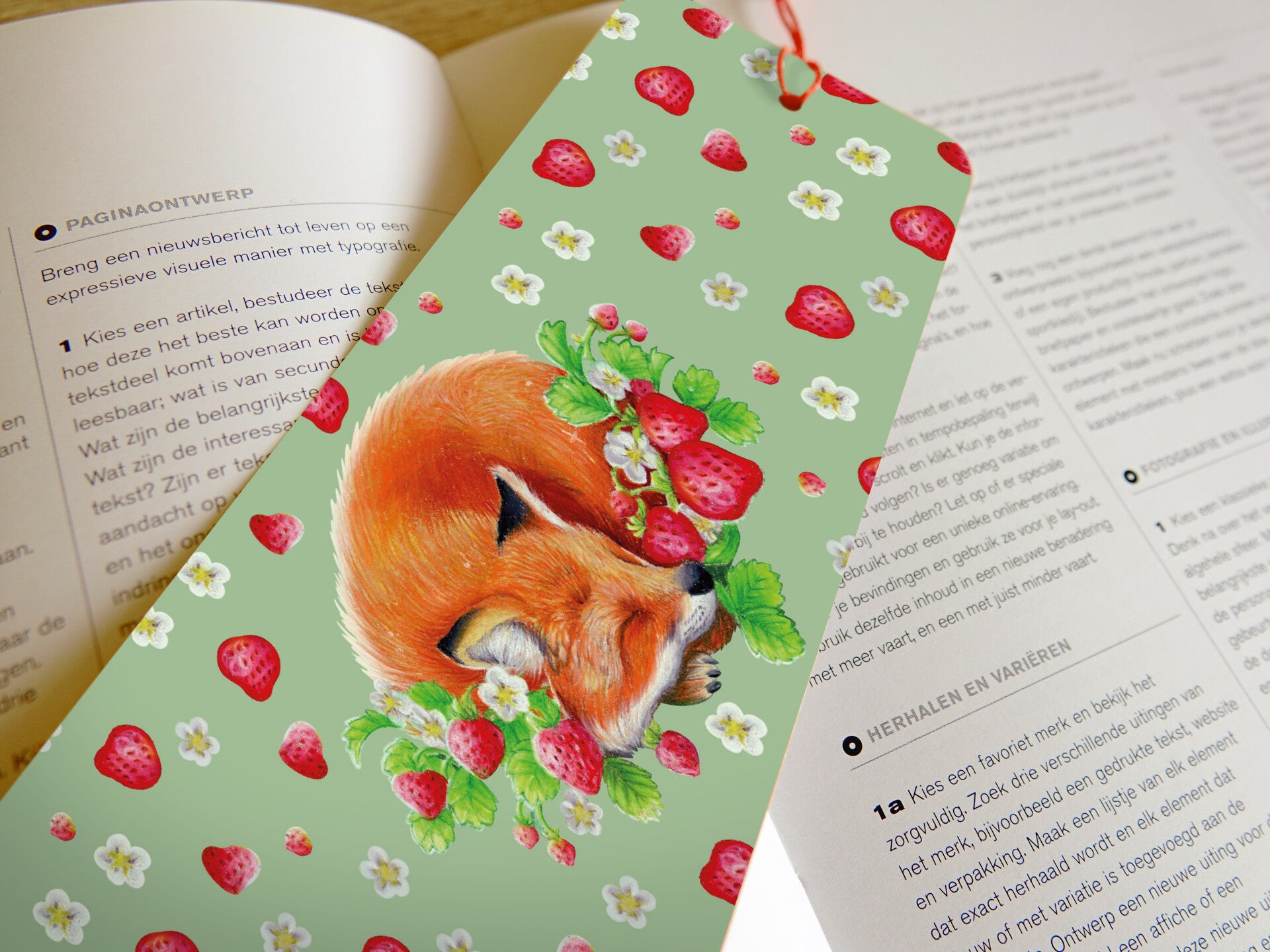 Vos aardbeien, boekenlegger, 74x210 mm