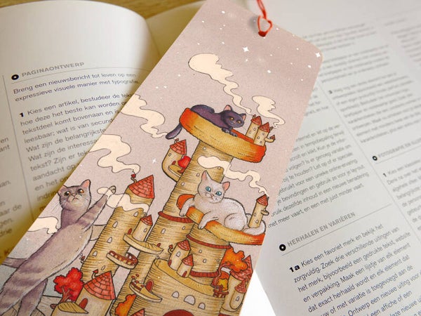 Katten op krabpaal eiland boekenlegger 74x210 formaat