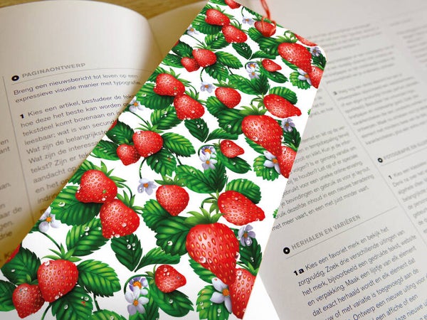 Aardbeien patroon, boekenlegger, 74x210mm