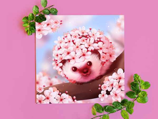 Blossomhog Flowerhog egelkaart 135x135mm gevouwen.