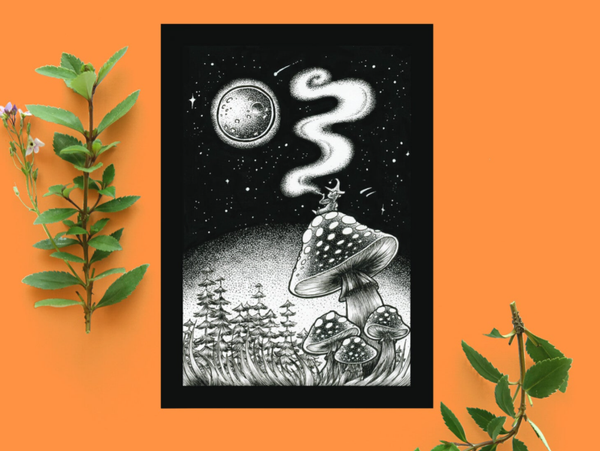 Fungi whisp of smoke ansicht kaart 148x105 mm (5.8x4.1 inch)