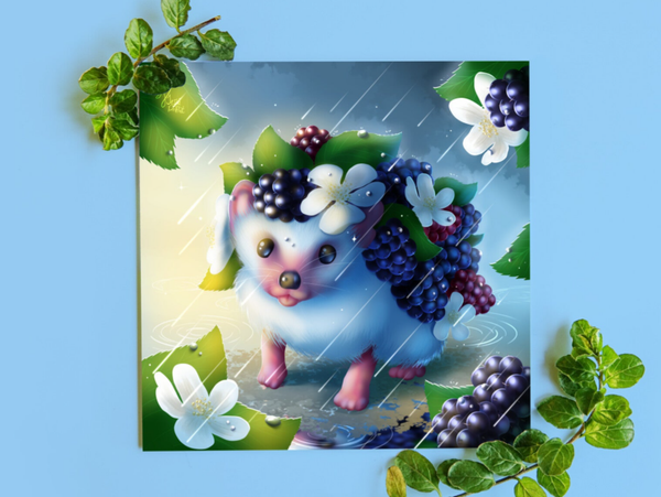 Blackberryhog egelkaart 135x135mm gevouwen
