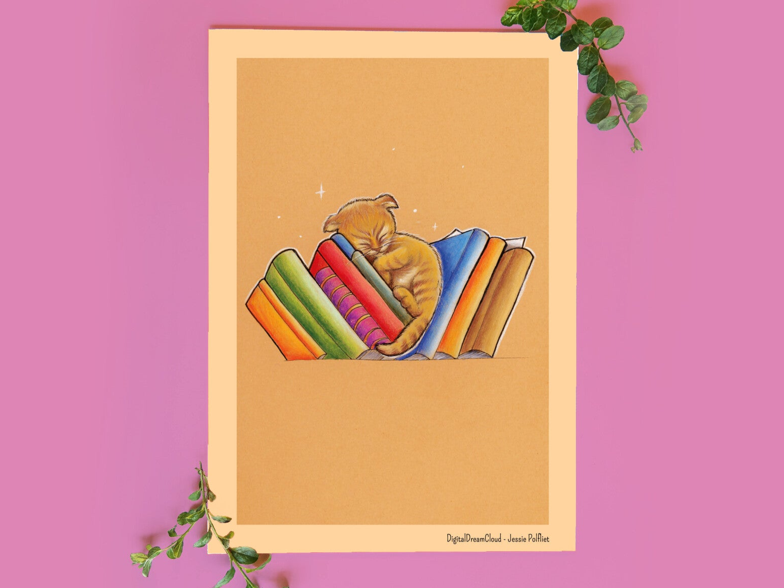 Sleepy kitty, art print, 14,8x21 cm(5.8x8.2 inch)