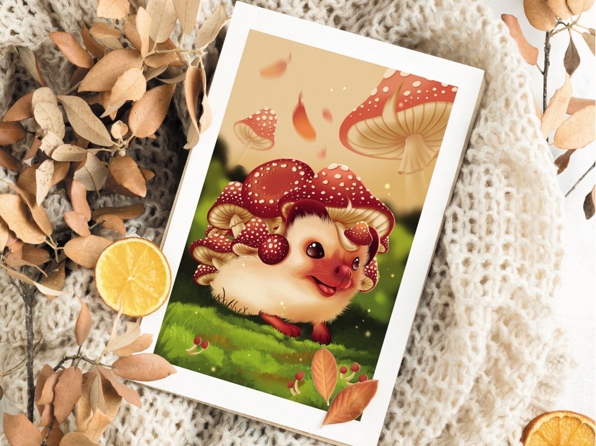 Paddestoelen egel A6 dubbele kaart