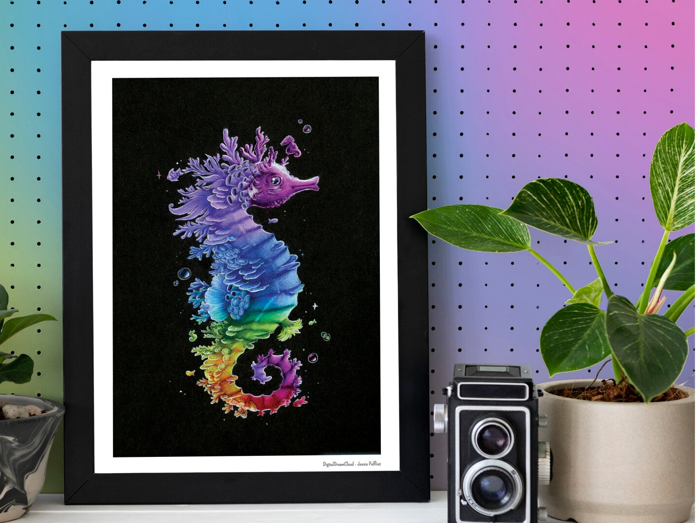 Rainbow coral seahorse, kleine A4 poster, 21x29,7 cm(8.27 x 11.69 inches)