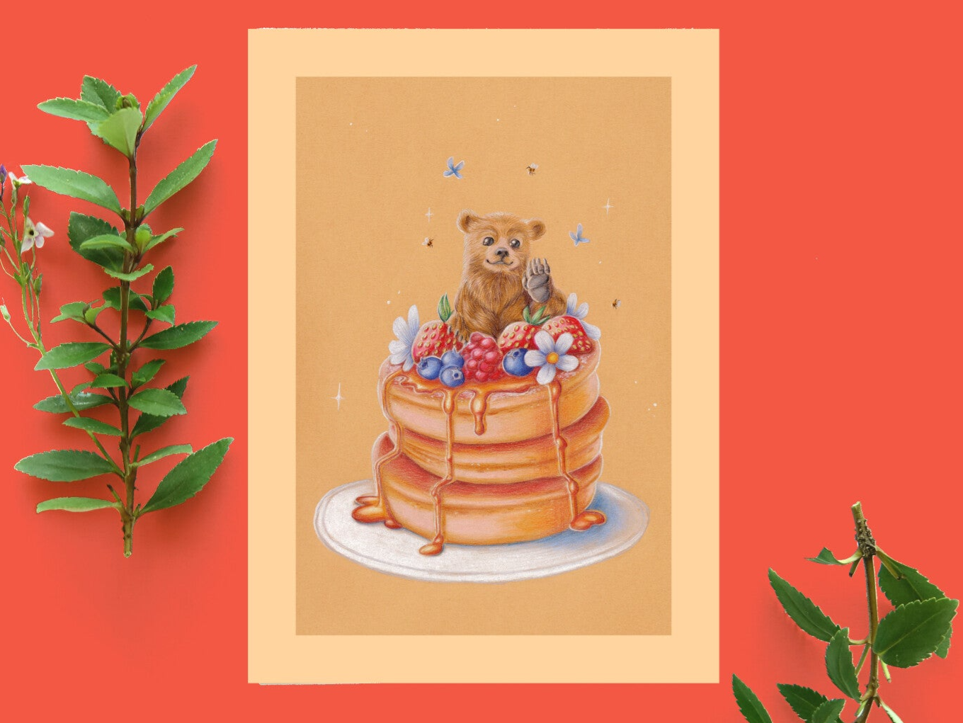 Fluffy pancake bear ansicht kaart A6