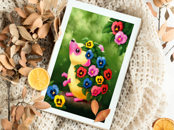 Viooltjes egel dubbele kaart A6