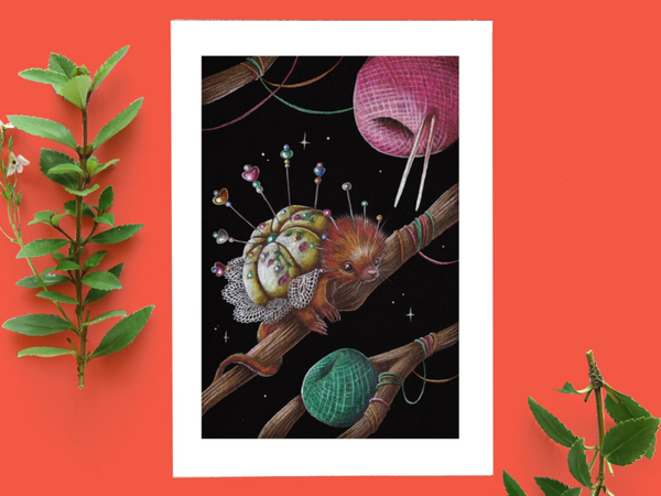 Echidna pin cushion ansicht kaart A6