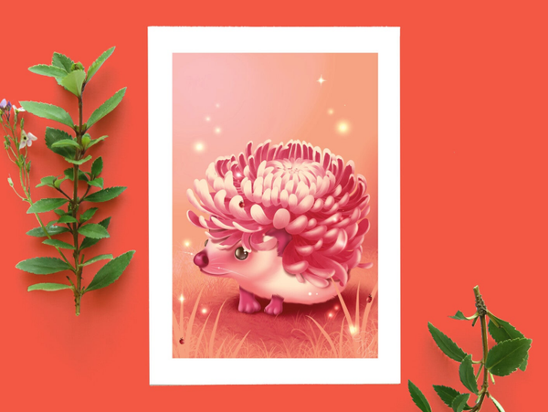 Bolchrysant egel A6 dubbele kaart.