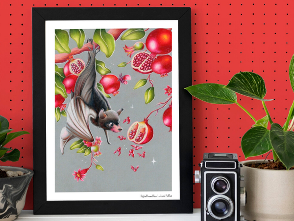 Pomgranate bats kleine A4 poster, 21x29,7 cm(8.27 x 11.69 inches)