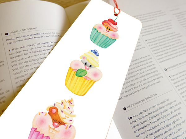 Cupcake hamsters boekenlegger 74x210mm