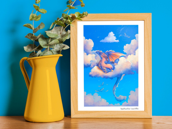 Cloud dragon art print 14.8x21cm (8,2x5,8 inch)